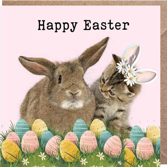 Lucy Loves Life Card - Happy Easter (Cat & Bunny)